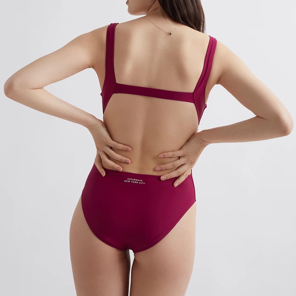 NWT Saturdays NYC One-piece Swim Suit in magenta XXL